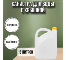 Канистра для воды пластиковая 5 литров бочка емкость с крышкой прямоугольная высокая гладкая 10070508