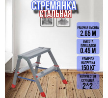Стремянка стальная 2 ступени двухсторонняя ДЛС2