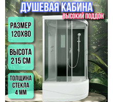 Душевая кабина 120х80 левая высокий поддон высота 215 черная ER3512TPLС4