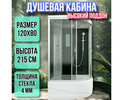 Душевая кабина 120х80 левая высокий поддон высота 215 черная ER3512TPLС4