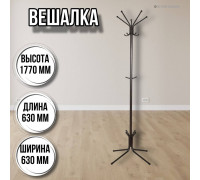 Вешалка напольная Луч 5, стойка для одежды напольная, черная