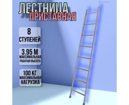 Лестница приставная простая 8 ступеней / высота 1,95 м Л8
