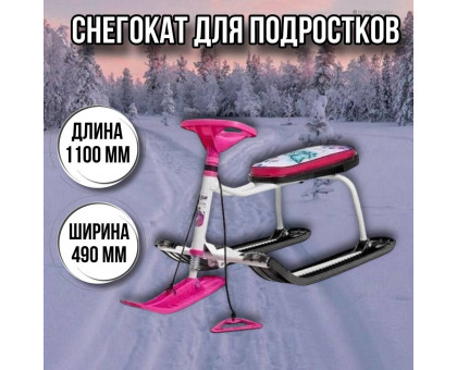 Снегокат подростковый Тимка спорт 1+ТС1+/Б с бабочками белый каркас