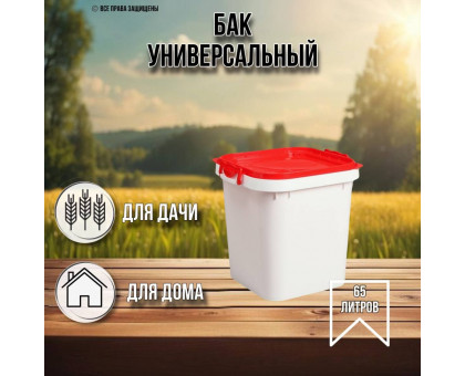 Бак для воды 65 литров с герметичной крышкой / квадратный